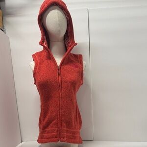 The North Face Hooded Sleeveless Vest 17” pit to pit XS or fitted S. Orange/Red.